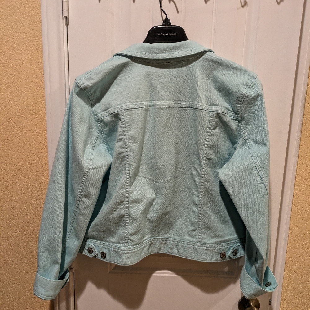Talbots Stretch Jean Jacket   XL color Teal - Picture 14 of 16